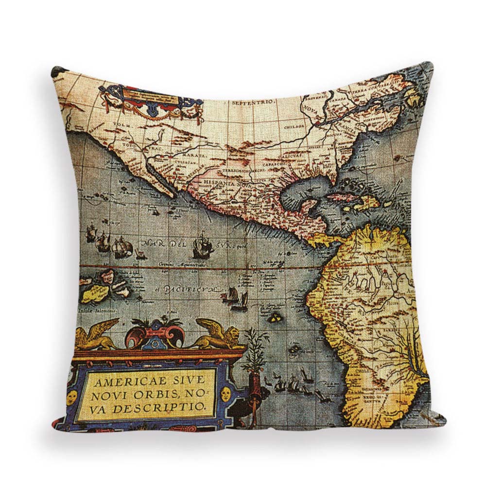 Americae World Map Cushion Cover