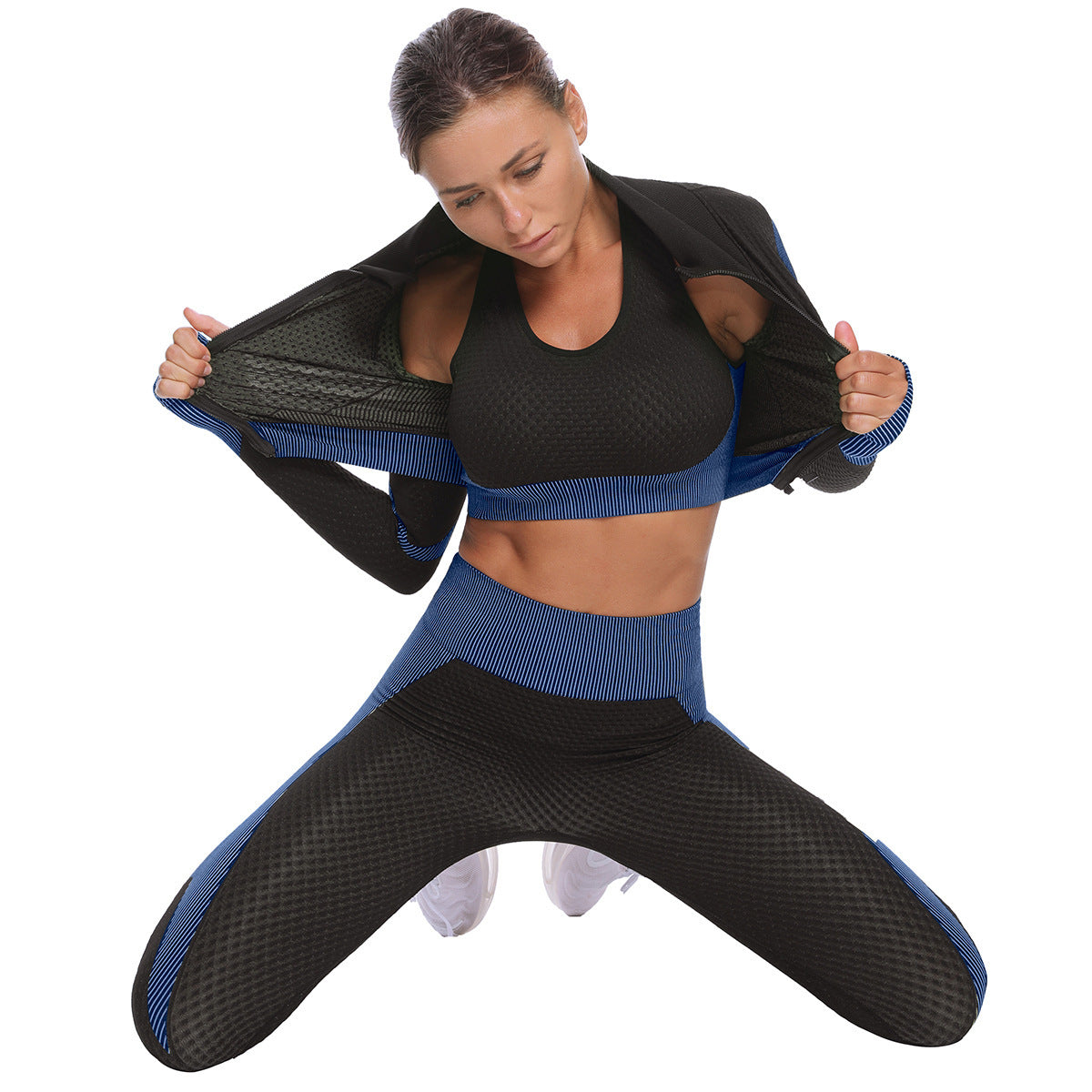 Buy Long Sleeve Fitness Gym Seamless 3 Piece Set 