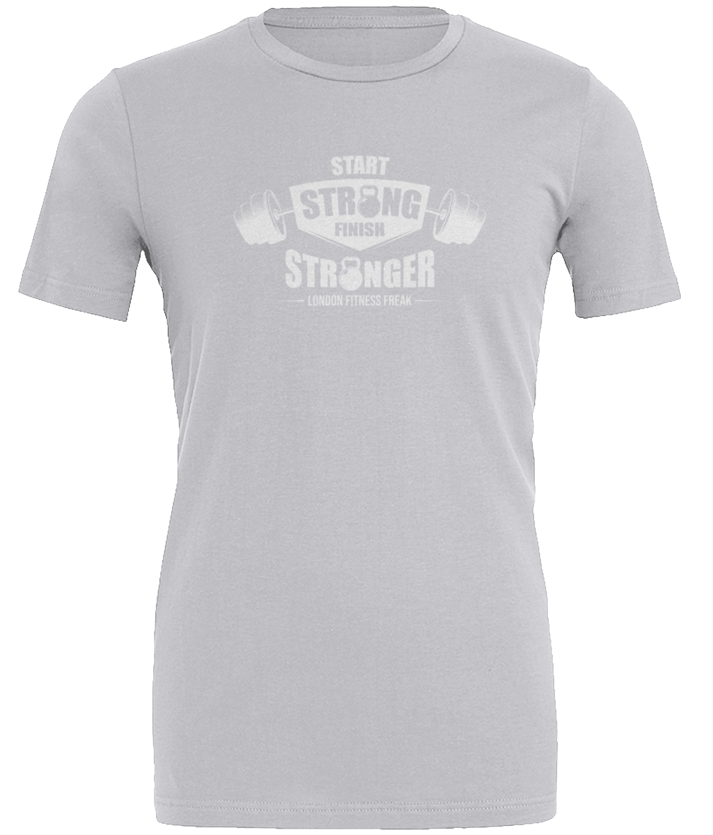 Slogan Start Strong T Shirt - White