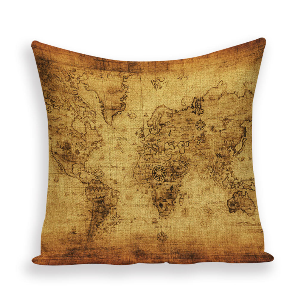 Old World Map Cushion Cover