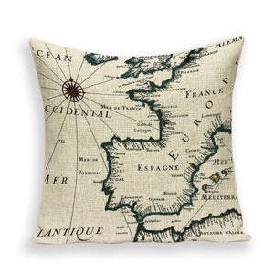 European World Map Cushion Cover